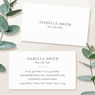 Eleganter minimalistischer weißer grauer anspruchs visitenkarte