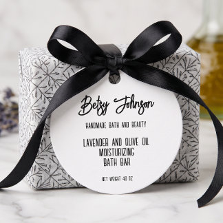 Eleganter minimalistischer weißer schwarzer Seifen Geschenkanhänger