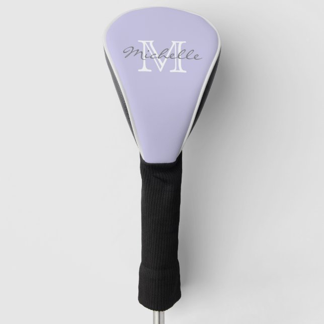 Eleganter Minimalname und Monogram Lavender Golf Headcover (Vorderseite)