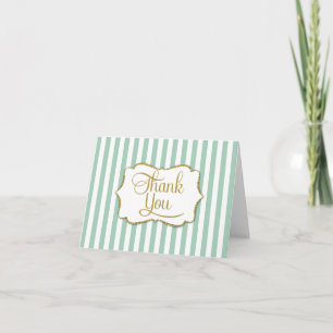 Eleganter Mint Green Gold Streifen Vielen Dank Dankeskarte