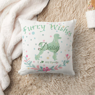 Eleganter Mint-Pudel Personalisiertes Weihnachts Kissen