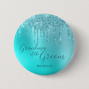 Eleganter Minze Glitzer Tropfen Oma des Raumes Button