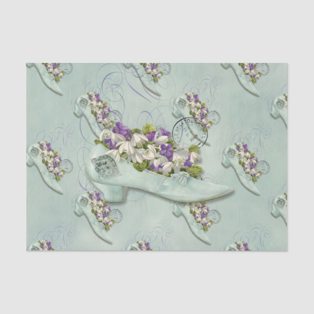 Eleganter mit Blumenfrau Paris-Schuhes Seidenpapier (Vorderseite)
