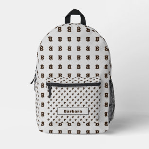 Eleganter Mit Monogramm Alphabet-Muster Name Braun Bedruckter Rucksack