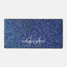Eleganter Mit Monogramm anfänglicher Blue Glitzer  Schreibtischunterlage