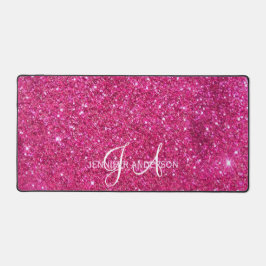 Eleganter Mit Monogramm anfänglicher Pink-Glitzer- Schreibtischunterlage