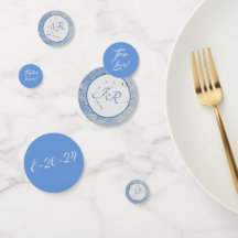 Eleganter Mit Monogramm blau-grauer Marmor