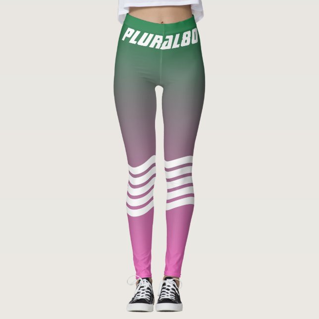 Eleganter mit Monogramm, grüner Farbverlauf Leggings (Vorderseite)
