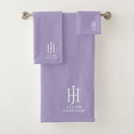 Eleganter Mit Monogramm Lavendel Badhandtuch Set