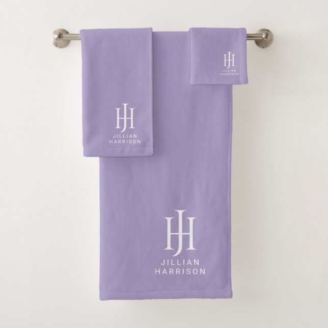Eleganter Mit Monogramm Lavendel Badhandtuch Set (Insitu)