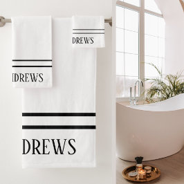Eleganter Mit Monogramm Name Badhandtuch Set