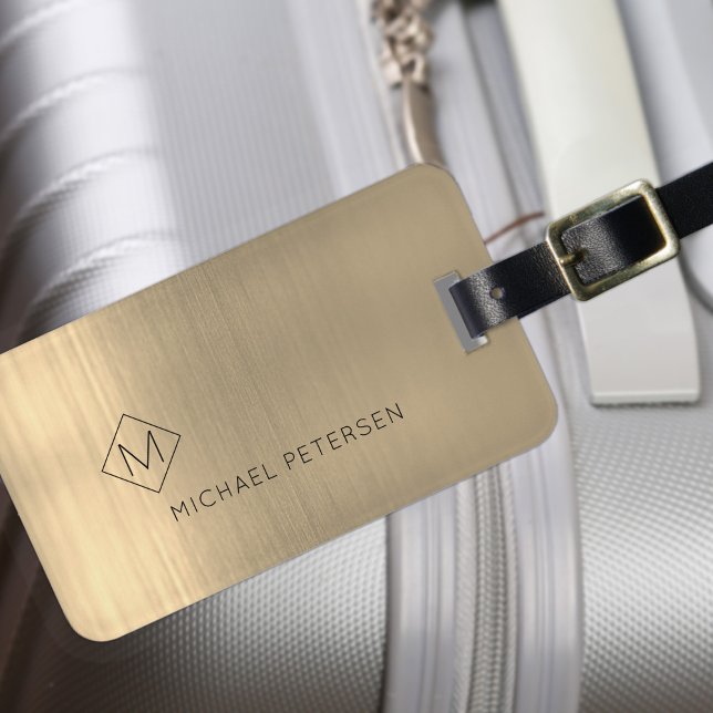 Eleganter mit Monogramm Name modern Gepäckanhänger (Von Creator hochgeladen)