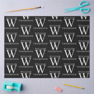 Eleganter Mit Monogramm Name Seidenpapier