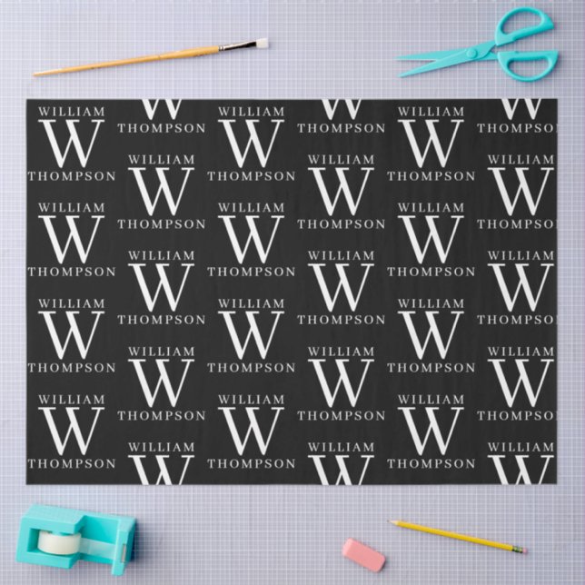 Eleganter Mit Monogramm Name Seidenpapier (Basteln)