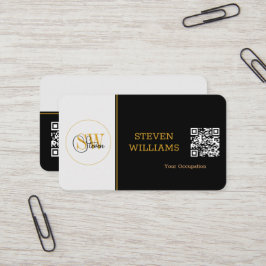 Eleganter Mit Monogramm Name, Signatur/QR-Code Visitenkarte