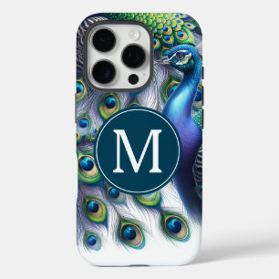 Eleganter Mit Monogramm Pfau iPhone 16 Pro Hülle