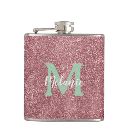 Eleganter Mit Monogramm rosa Glitzer Flachmann