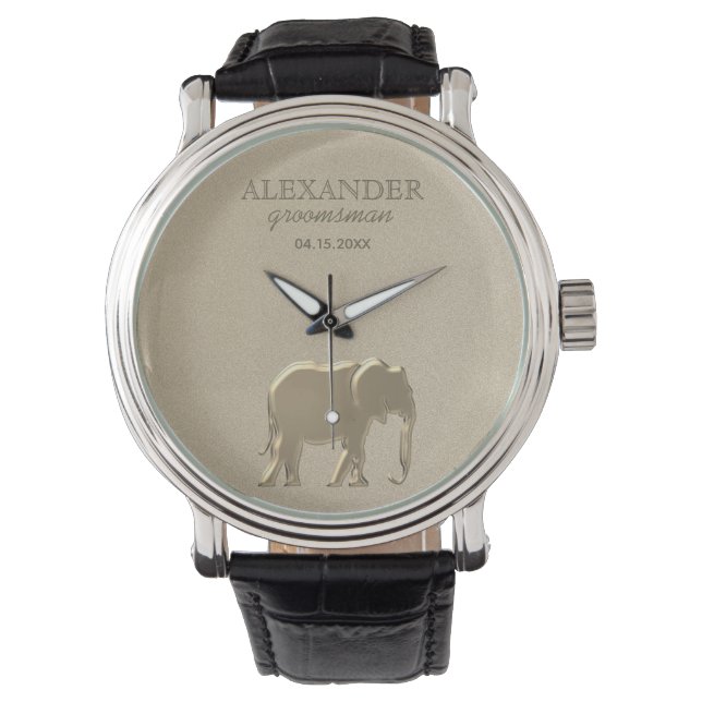 Eleganter Mit Monogramm Trauzeuge Armbanduhr (Vorderseite)
