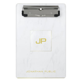 Eleganter Mit Monogramm weißer Marmor Moderner Tre Mini Klemmbrett