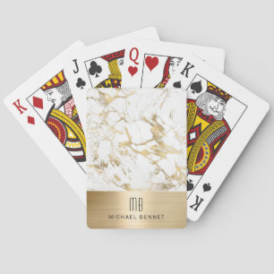 Eleganter Mit Monogramm weißer Marmor Spielkarten