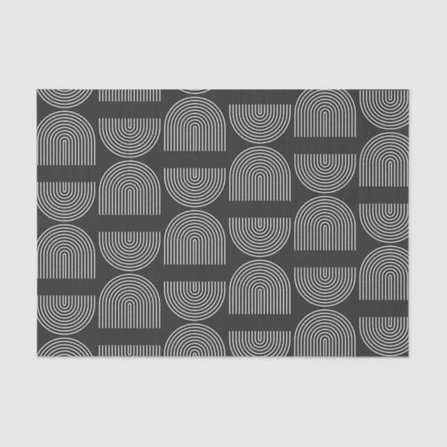 Eleganter Mod Arch Lines Black and White Seidenpapier (Vorderseite)