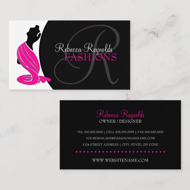 Eleganter Mode Designer Visitenkarte (Vorne/Hinten)