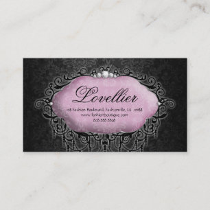Eleganter Mode-Schmuck-Rosa-Grau-Damast Visitenkarte