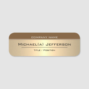 Eleganter Mode Stil Brown & Luxury Gold Metallic Namensschild