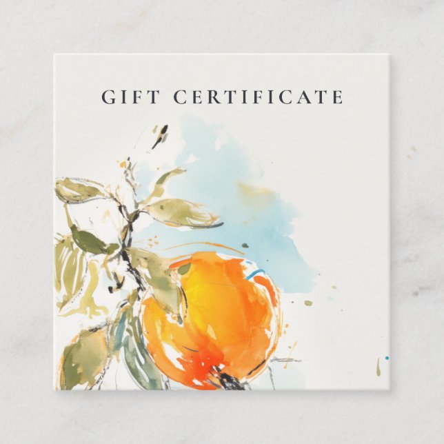 Eleganter Modern Boho Abstrakt Sketchy Orange Gard Quadratische Visitenkarte (Vorderseite)