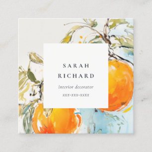 Eleganter Modern Boho Abstrakt Sketchy Orange Gard Quadratische Visitenkarte
