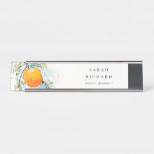 Eleganter Modern Boho Abstrakt Sketchy Orange Gard Schreibtischnamensplakette