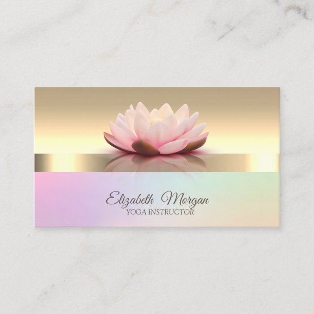 Eleganter Modern Gold Lotus Blume Yoga Instruktor Visitenkarte (Vorderseite)