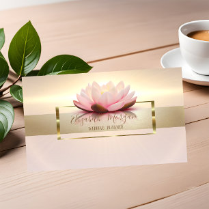 Eleganter Modern Lotus Shiny Gold Rahmen Visitenkarte