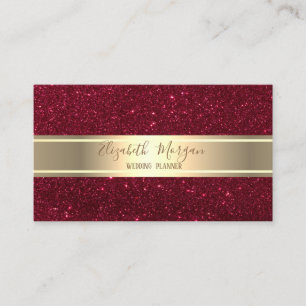 Eleganter Modern Trendy Red Glitzer Gold Streifen Visitenkarte
