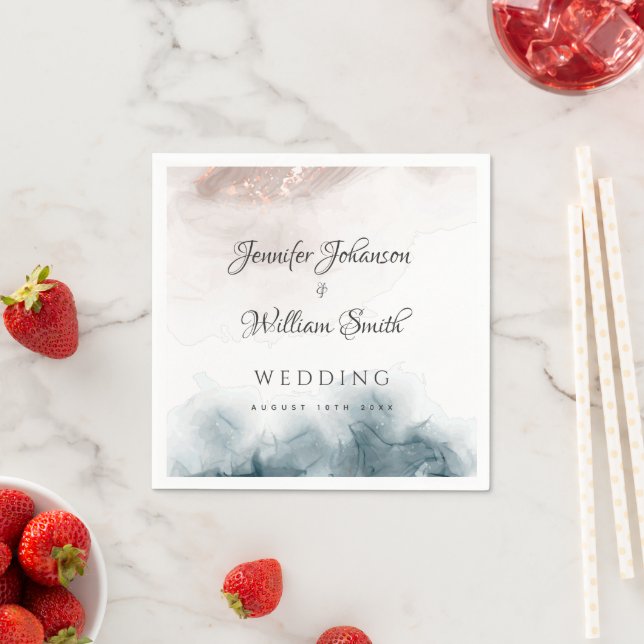 Eleganter moderner Alkohol Tinte Gold Blush Serviette (Beispiel)