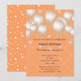 ELEGANTER MODERNER BALLOON GRID ORANGE GEBURTSTAG EINLADUNG