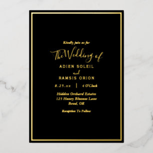 Eleganter, moderner Black Gold Wedding Foil Einlad Folieneinladung