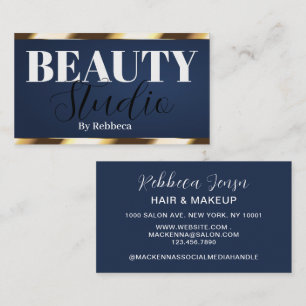 Eleganter moderner blauer goldener Beauty-Salon Visitenkarte