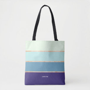 Eleganter moderner Blauer Streifen Vorname Tasche
