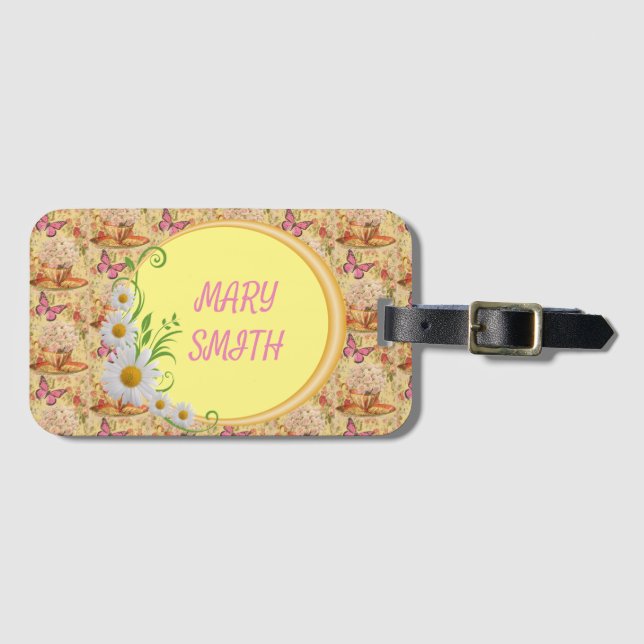 Eleganter moderner Blumenbeutel Gepäckanhänger (Vorderseite (Horizontal))