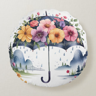 Eleganter, moderner Blumendach Rundes Kissen