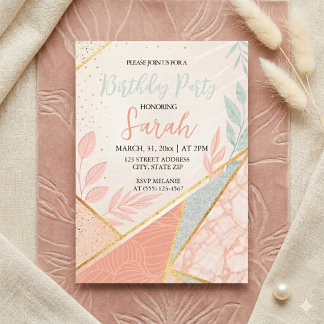 eleganter Moderner Blütengold Salbei Geburtstag Einladung