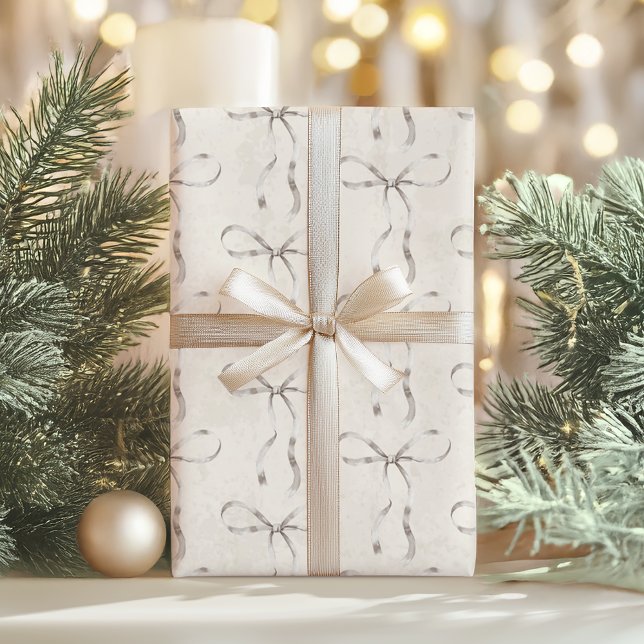Eleganter, moderner Boho Minimal Textur & Bows Url Geschenkpapier Set (Von Creator hochgeladen)