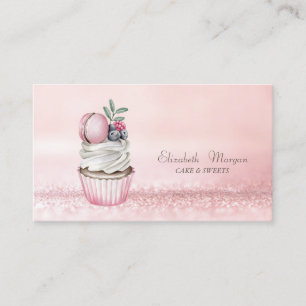Eleganter Moderner Bokeh Wasserfarben Cupcake Maca Visitenkarte