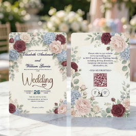 Eleganter moderner botanischer All-in-One-QR-Code Einladung