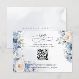 Eleganter moderner botanischer Dusty Blue Floral Q RSVP Karte