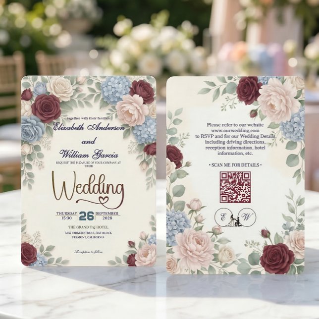 Eleganter moderner botanischer QR-Code für alles i Einladung (Von Creator hochgeladen)