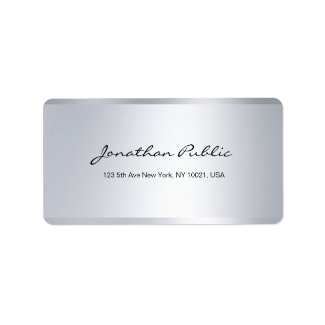 Eleganter moderner Chic Einfache Silver Hand Text Adressaufkleber (Vorne)