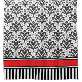 Eleganter moderner Deko Damask Black and White Duschvorhang