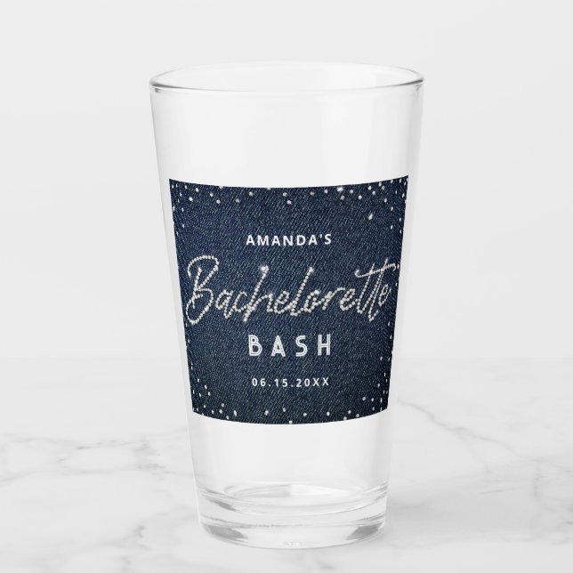 Eleganter moderner Denim Diamonds Junggeselinnen-A Glas (Vorderseite)